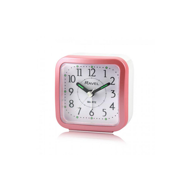 Ravel Rectangular Mini Bedside Quartz Alarm Clock - Pink RC043.5