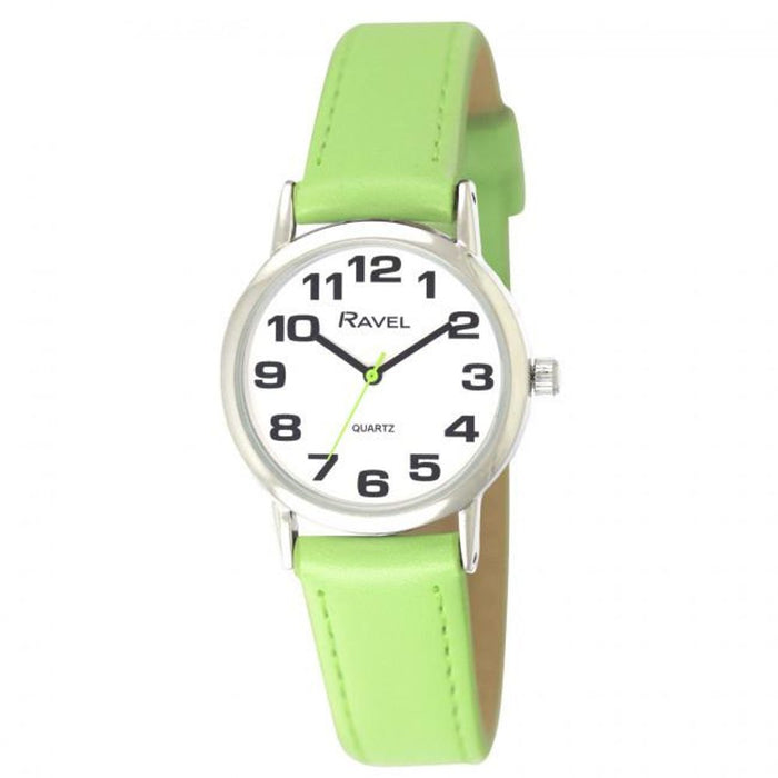 Ravel Women's Classic Lime Green Leather Strap Watch