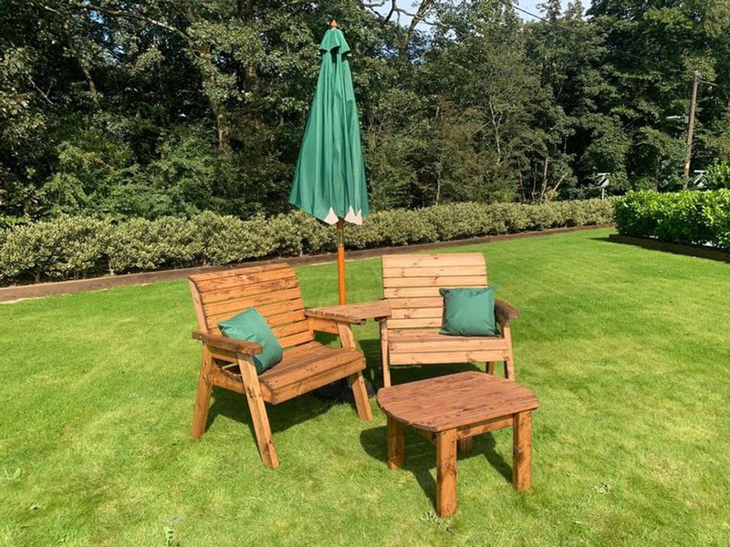 Premium British-made Grand Twin Angled Set + Coffee Table. High-quality, sustainable wood. Rustproof and rot-free. White glove delivery.