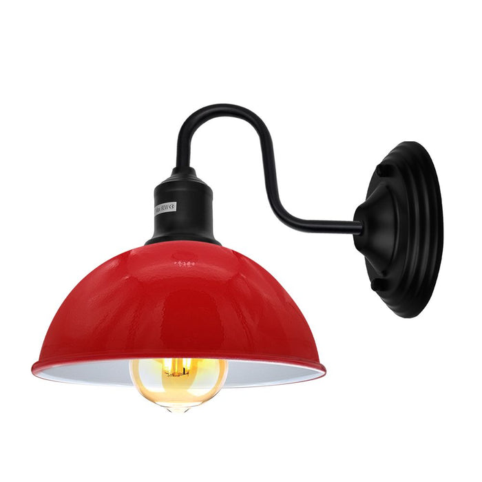 Modern Industrial Red Swan Neck Metal Arm E27 Sconce Wall Light Set Fixture