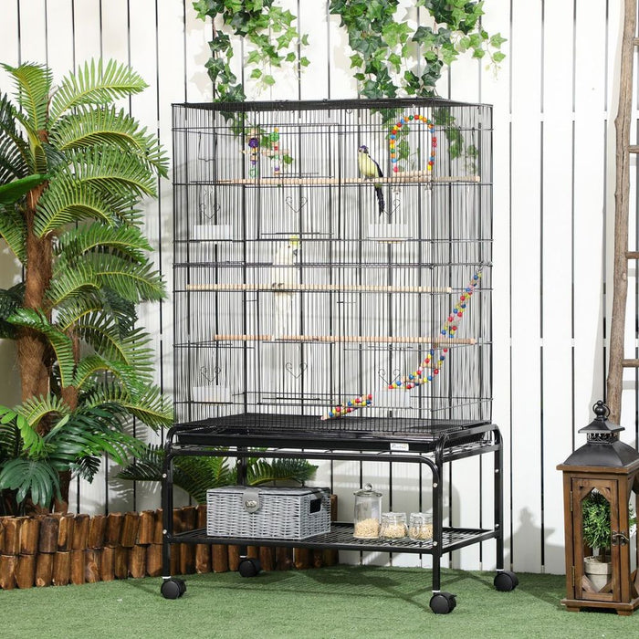 Deluxe Bird Cage: Spacious & Fun With Stand, Wheels, Toys - Ideal for Budgies, Finches, Parakeets