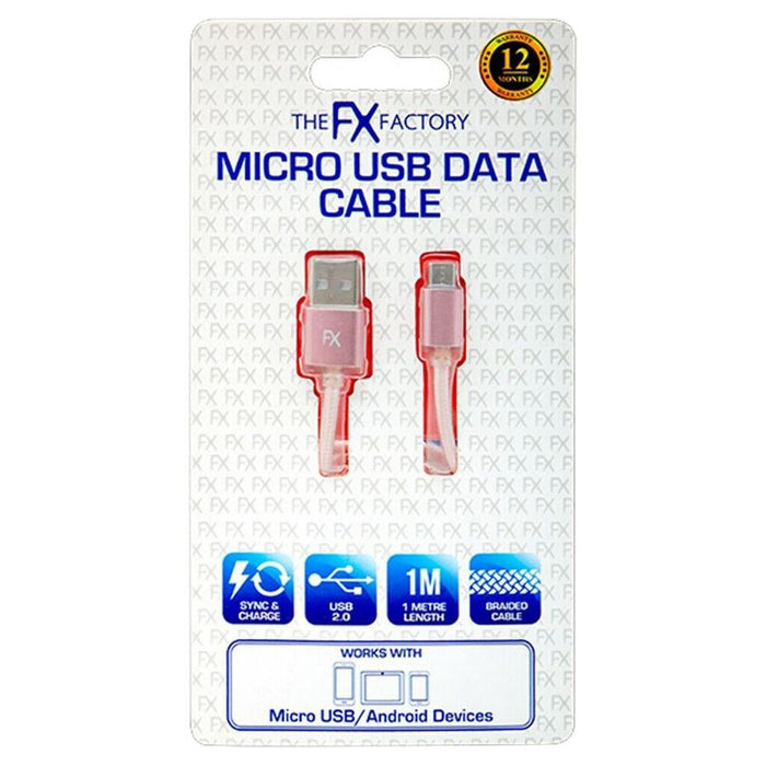 Fx Braided Micro USB Data Cable - Gold, Rose Gold, Space Grey, Silver [Rose Gold]"