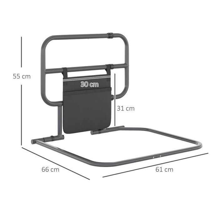 HOMCOM Folding Bed Rail for Elderly Safety Bed Assist Bar w/ Pocket for Adults