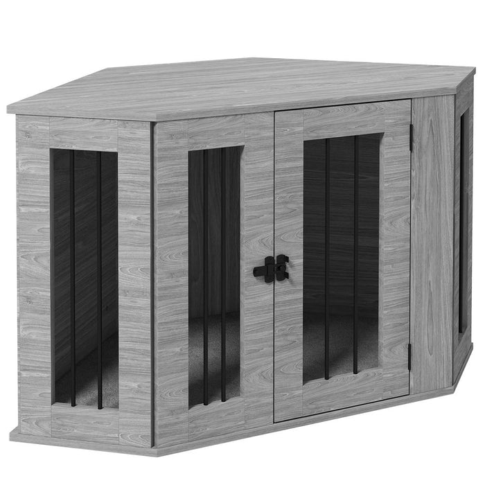 Premium PawHut Dog Crate Furniture- Comfy, Stylish, Grey - Large Door, Cushion