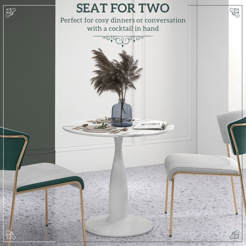 HOMCOM Round Dining Table with Steel Base for Living Room, Dining Room
