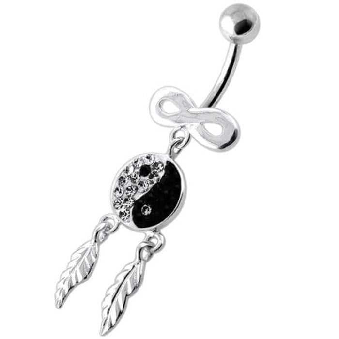 Infinity Ying Yang with Dream Catcher Navel Bar