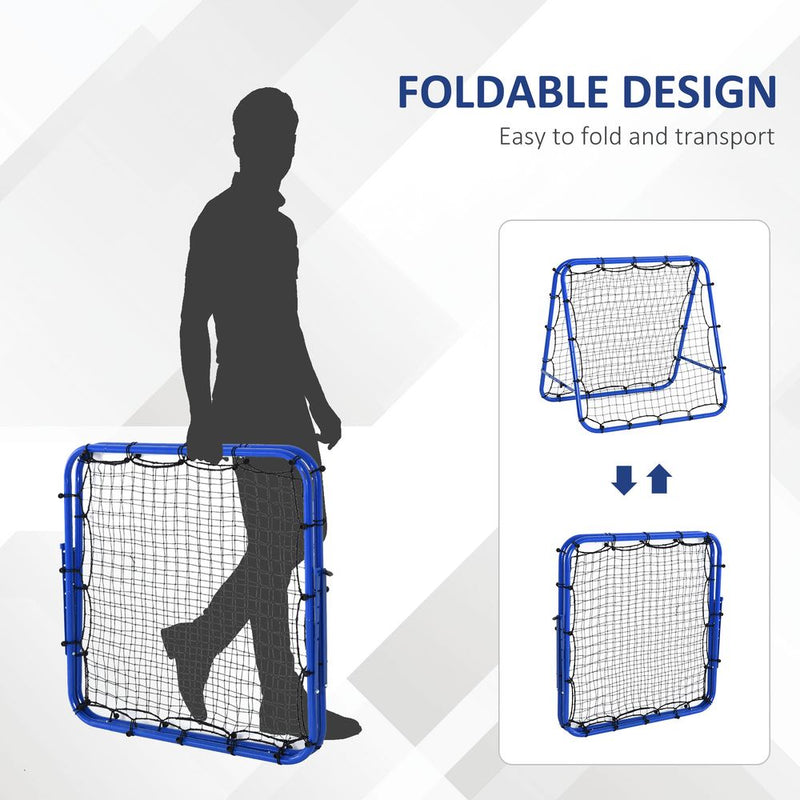 HOMCOM Double Sided Football Rebounder Net, Football Rebound Net Target Goal with 5 Adjustable Angles, Garden Football Training Equipment for Youth, Blue