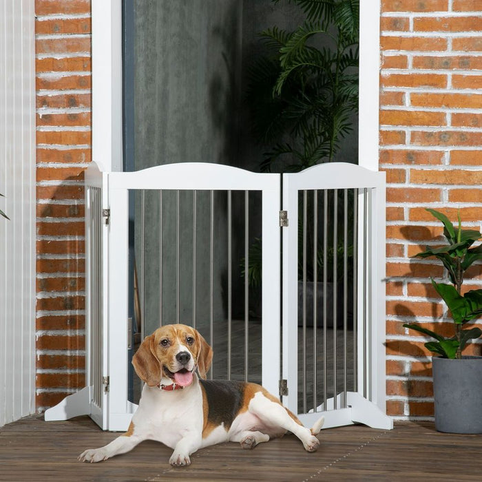 Premium Quality, Foldable Dog Gate - Ideal for Doorways, Stairs, Halls - White