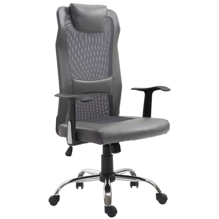 Premium High Back Mesh Office Chair with Headrest & Armrests - Grey