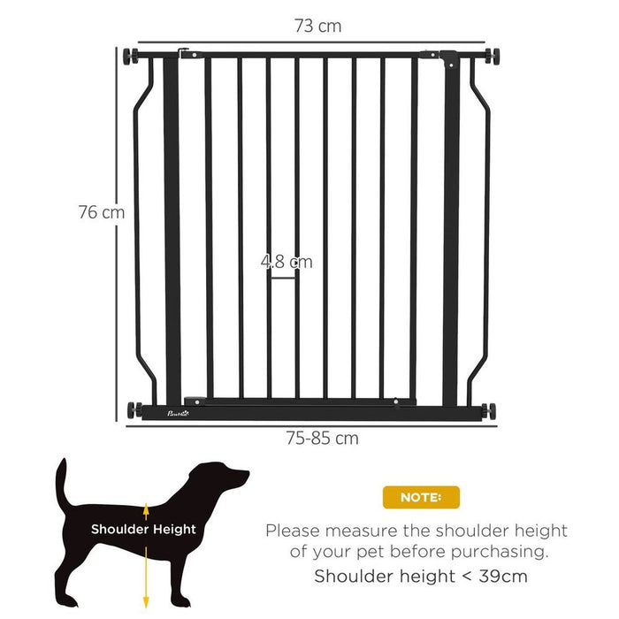 PawHut Dog Gate: Wide Stair Gate w/ Door, Pressure Fit, Black - Best Quality, Easy Setup - Keeps Pets Safe & Secure