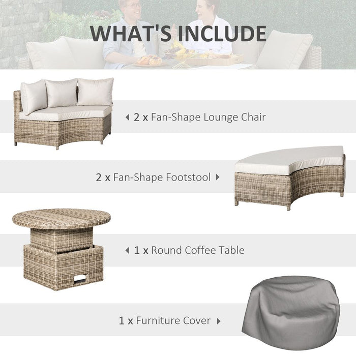 Transformable 8-Seater Rattan DaybedTable | Premium Quality with Olefin Cushion