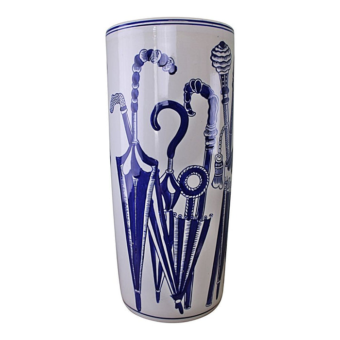 Vintage Blue & White Umbrella Stand, Stylish & Durable