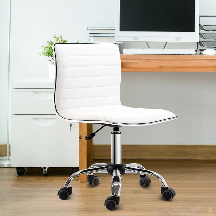 Armless Mid-Back Adjustable Office Chair  360 Swivel Ergonomic White HOMCOM