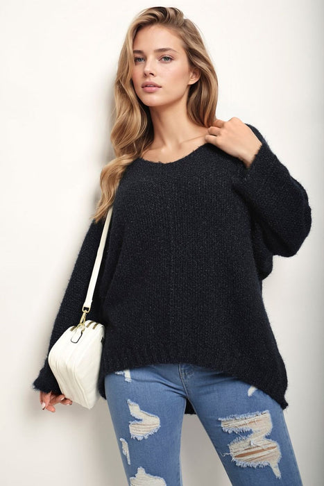 Cozy V-neck Knit Jumper - Sophisticated & Comfortable - High Quality