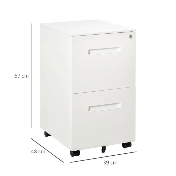 Mobile File Cabinet Home Filing Furniture with Adjustable Partition, Lock, White