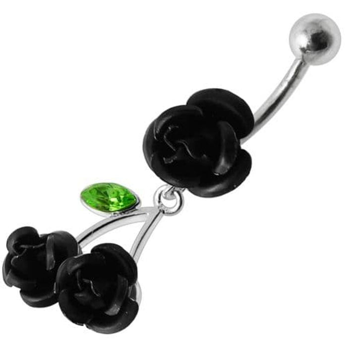 Jeweled Roses Dangling Belly Ring