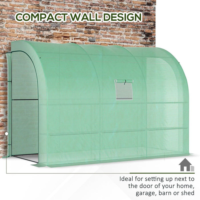 Walk-In Greenhouse PE Cover and 3-Tier Shelves, Green, 300x150x213 cm