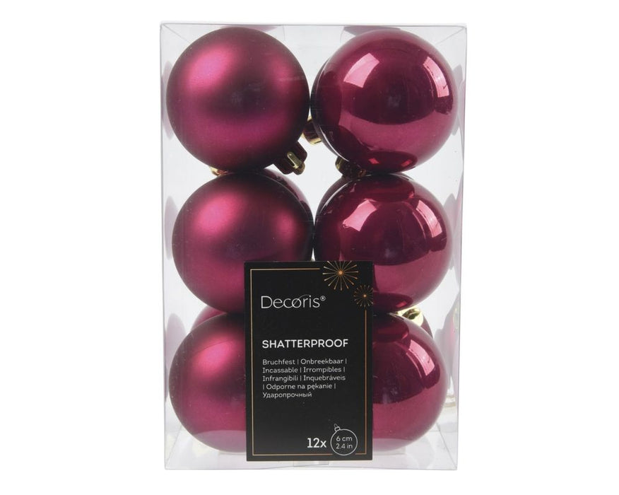 Shatterproof Pink Pomegrante Bauble  6cm Pack of 12 - Christmas