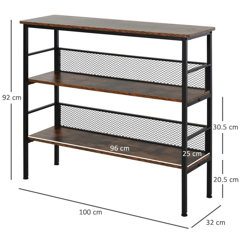 Industrial 3-Tier Display Shelf - Brown MDF | Stable, Stylish, Organized | Perfect for Home or Office