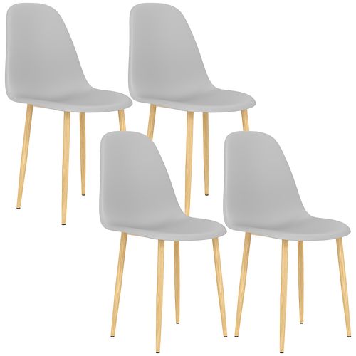 HOMCOM Dining Chairs Set of 4 w/ Curved Back, Steel Legs, Grey