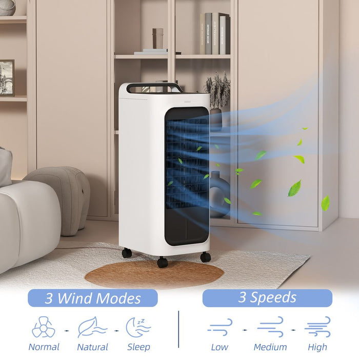 HOMCOM Mobile Air Cooler for Home Office, with Oscillation, Ice Packs