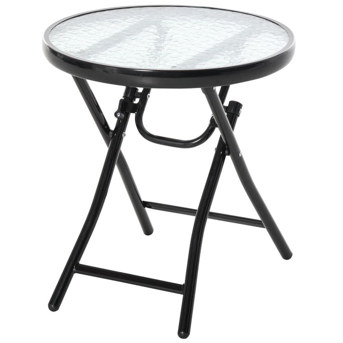 Folding Garden Table - Round Foldable Table - Safety Buckle - Black