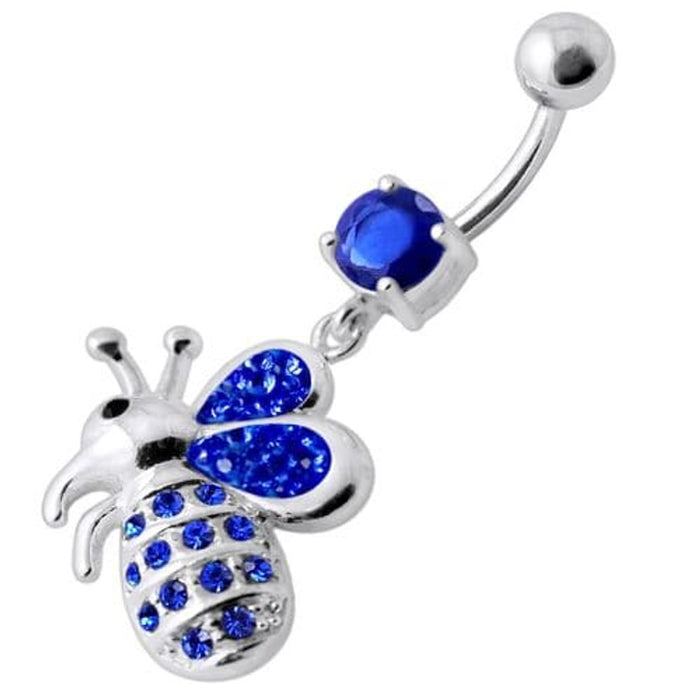 Fancy Jeweled Honey Bee Dangling Belly Ring