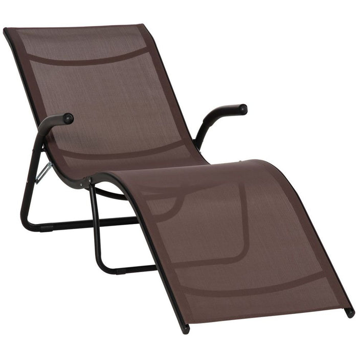 Folding Lounge Chair, Outdoor Chaise Lounge for Beach, Poolside, Brown