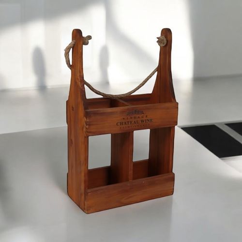 39CM WOODEN 2 BOTTLE WINE HOLDER