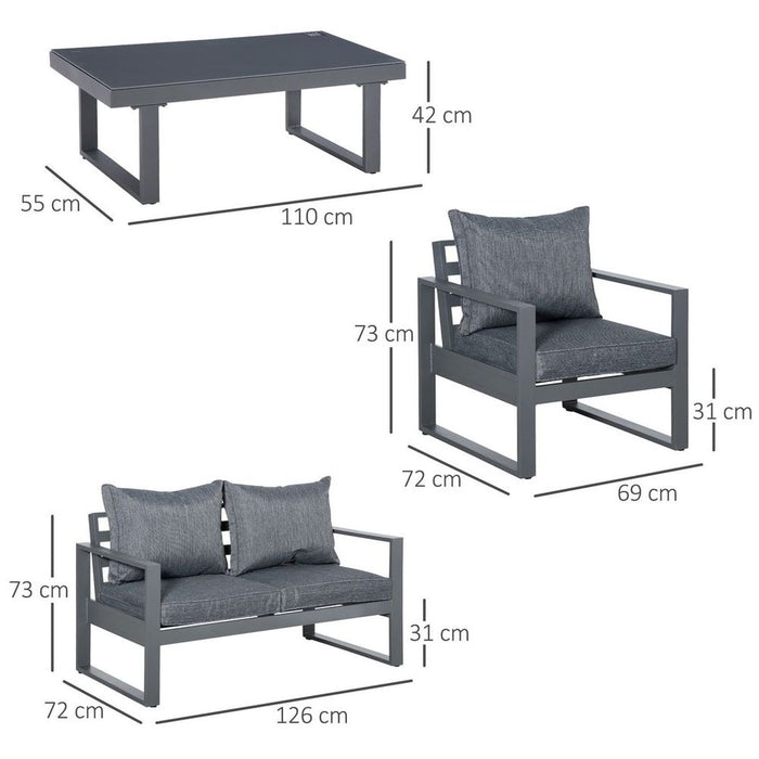 Premium Aluminum Outdoor Furniture Set - Table, Cushions Included