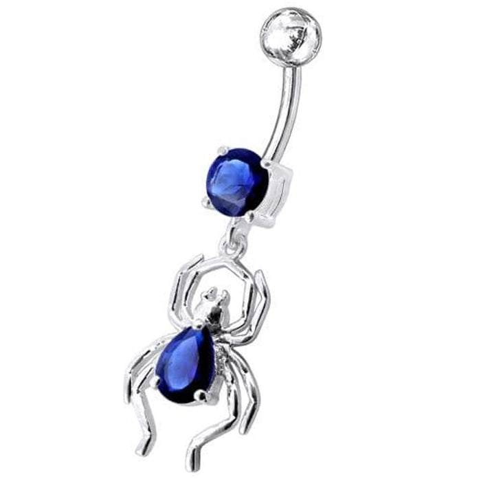 Fancy Jeweled Spider Dangling Belly Ring