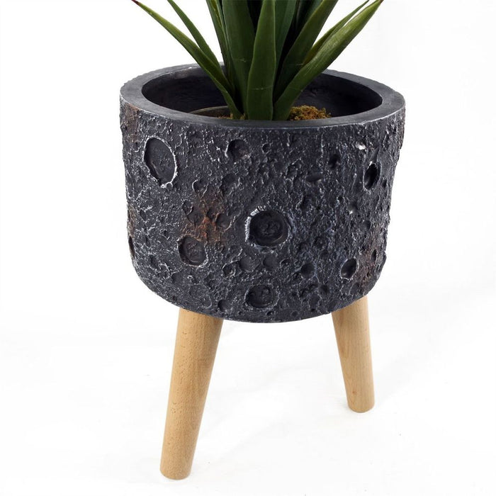 Large Lunar Black Planter - 35cm x 24cm - High-Quality Fibreglass Composite - Rustic Finish - Indoor & Outdoor Use