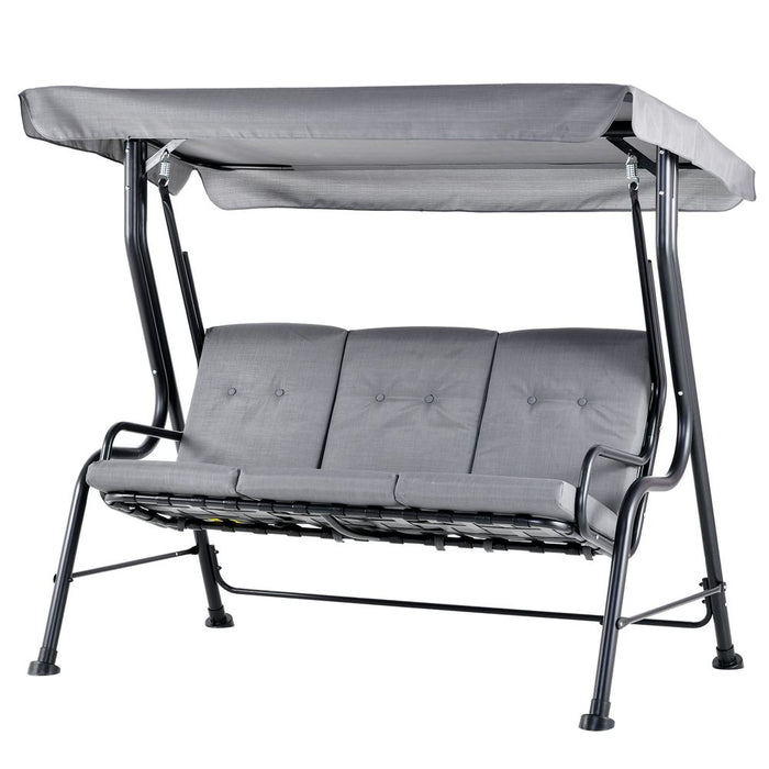 3 Seater Swing Chairs Thick Padded Seat Hammock Canopy Bench Bed - Grey