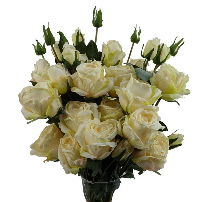 6 x 60cm Cream Rose Artificial Flower Sprays - 24 Flowers 18 Buds