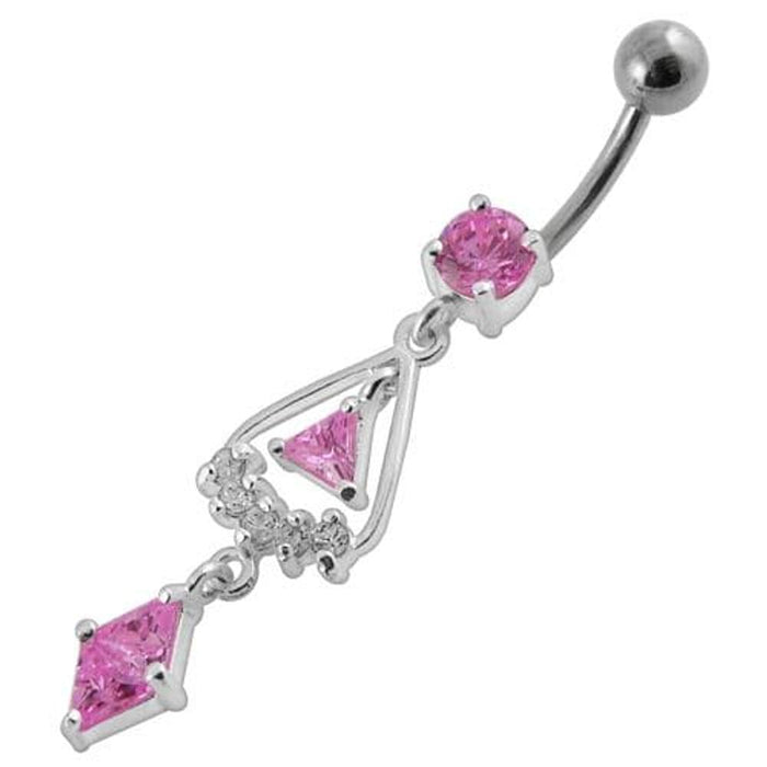 triangled Jewel Fancy Dangling Belly Ring