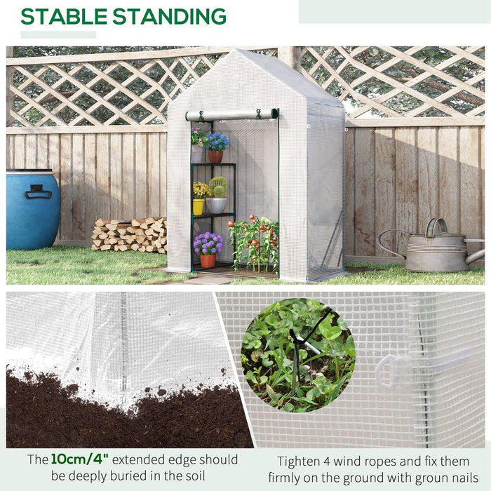 Outsunny Portable Greenhouse w/ Shelf - Extend Growing Season, Protect Plants from Cold & Birds