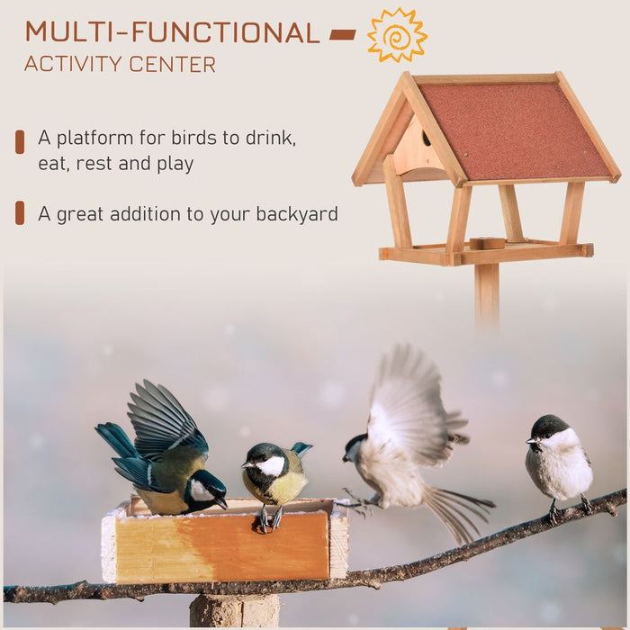 PawHut Wooden Bird Table Freestanding Feeding Station for Garden Outside ,139H cm, Natural