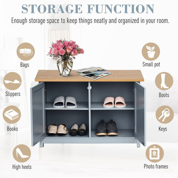 Rustic Grey 4-Compartment Shoe Cabinet | MDF Storage for Hallway and Communal Areas