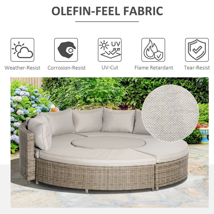 Transformable 8-Seater Rattan DaybedTable | Premium Quality with Olefin Cushion