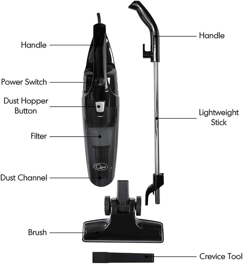 Quest 2-in-1 Upright and Handheld Lightweight Vacuum Cleaner - Black, 600W - 44839