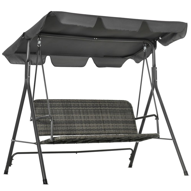 Premium Outsunny 3-person Rattan Swing Chair - Adjustable Canopy, Strong Steel Frame - Best Quality!