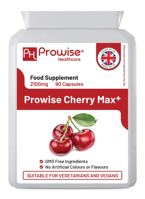 Cherry Max+ 2100mg Montmorency Cherry & Black Cherry I 90 Vegan Capsules I High Strength I Made in UK