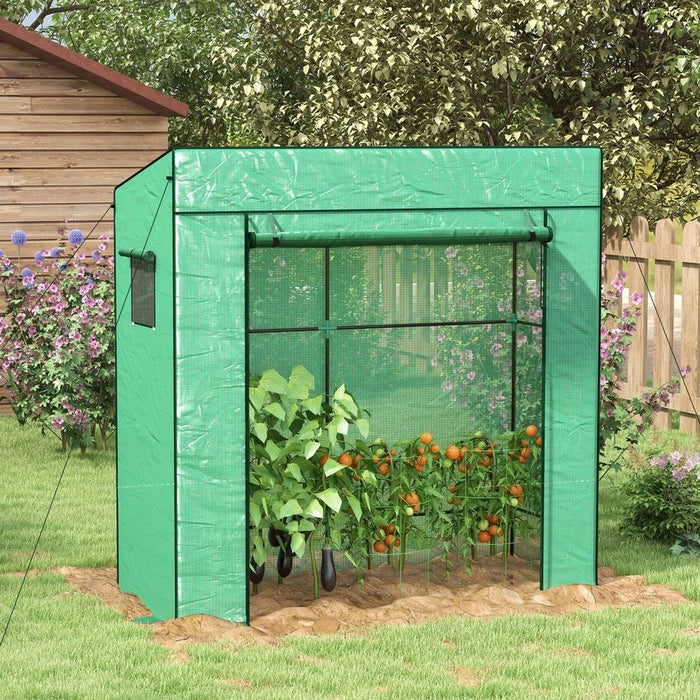 Outsunny Walk-in Garden Green House with Large Roll-up Door and 2 Mesh Windows