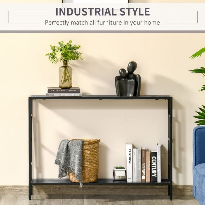 Captivating Product "Art Deco Console Table | MDF Steel Frame, 2 Shelves | 76x106cm