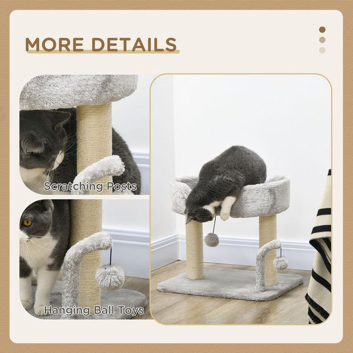 PawHut 42cm Indoor Cat Tree, Kitty Play Tower w/ Toy Balls Sisal Scratching Post