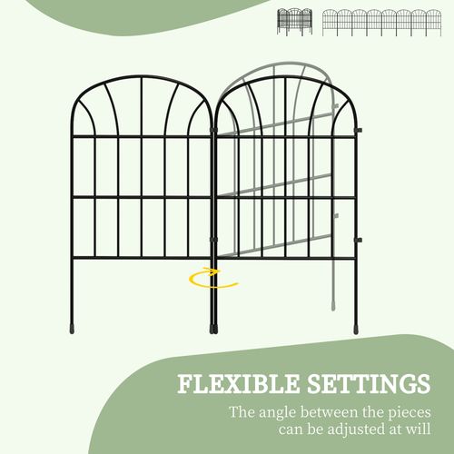 Outsunny 8PCs Decorative Garden Fencing 24in x 8.7ft Metal Border Edging