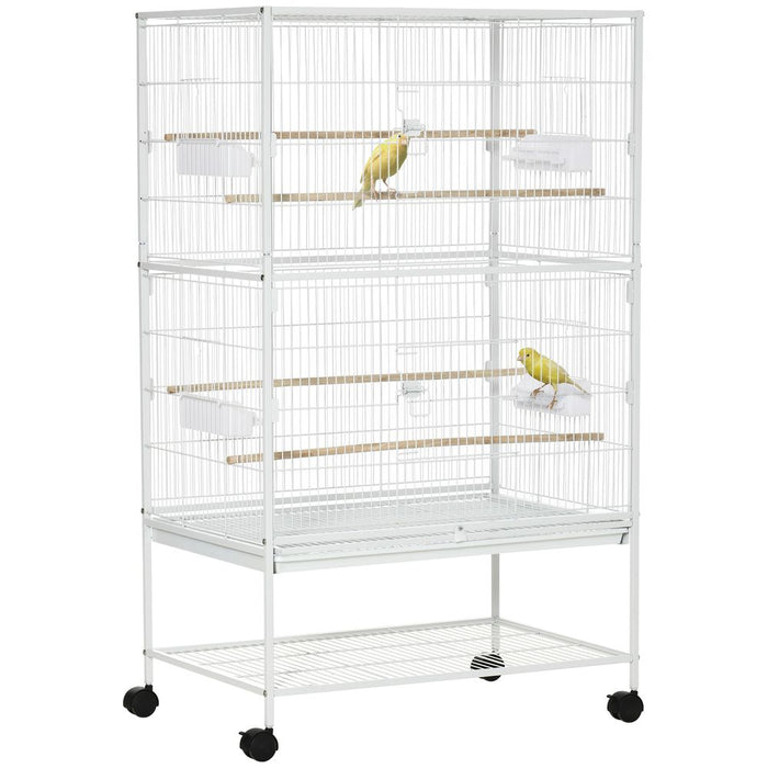 Premium Large Bird Cage with Stand - Finch Canaries Parrot - High Quality - White