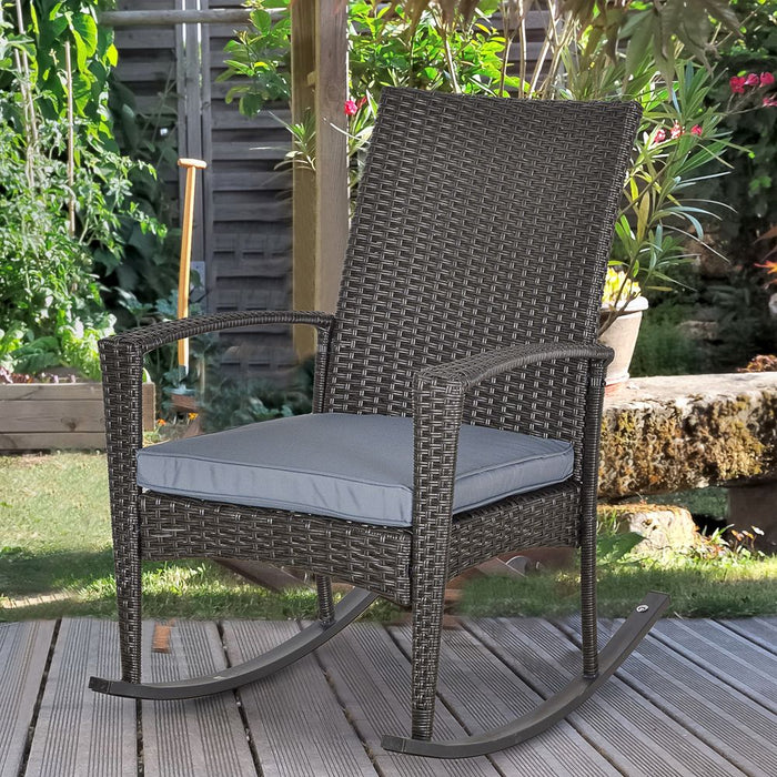 Premium Outsunny PE Rattan Rocking Chair - High-Quality & Stylish - Perfect for Outdoor Gardens