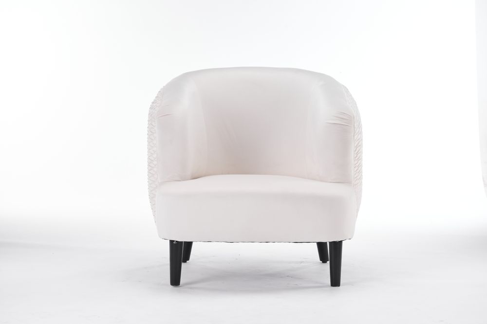 Premium Cream Velvet Arm Chair - 77CM - High Quality - Stylish & Modern - Ideal for Home & Office