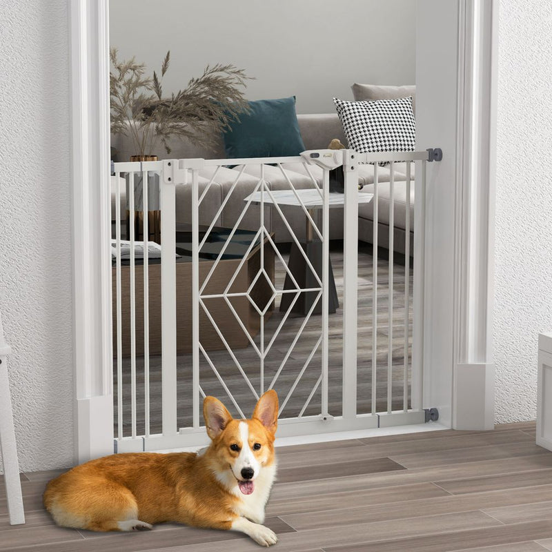 PawHut Pressure Fit Safety Gate - Auto Closing Door, Double Locking - 74-100cm Openings